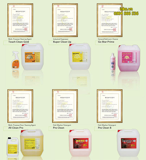 Các loại hóa chất giặt là công nghiệp được INKO VIỆT NAM nhập khẩu đều nhận được nhiều giải thưởng chất lượng